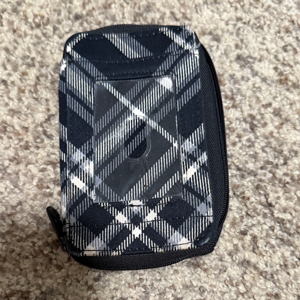 Thirty-One Black & White Plaid Small Wallet